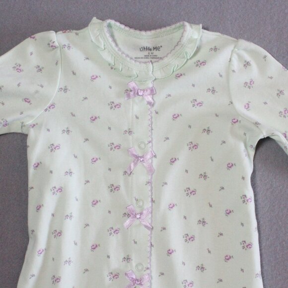 Little Me Vintage Rose Floral Footed Coverall 6M Light Green NWT - Picture 4 of 5